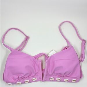 Hula Honey Swimwear Top‎  Shell-Trim Bikini Pink Juniors NWT